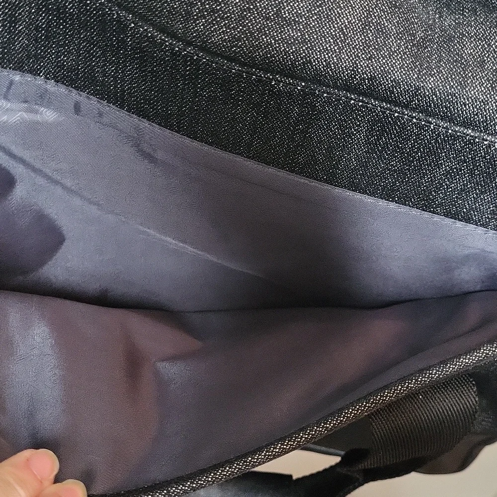 Solo NY Black Denim and PU Leather Laptop Messenger Bag